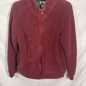 L.L. Bean Burgundy and Gray Heavy Knit Sweater